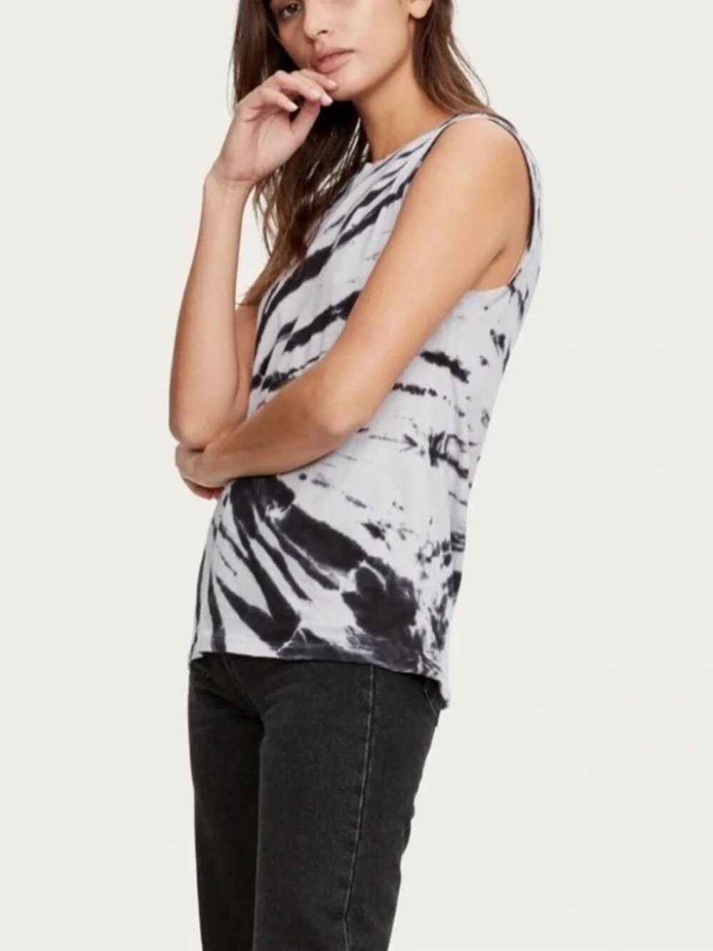 Michael Stars Evereve Tie Dye Tank Top Black Gray Cotton Size Small